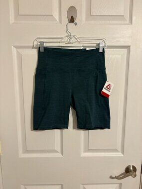 Reebok Fitted Bike Shorts Women's S Teal High Rise NWT